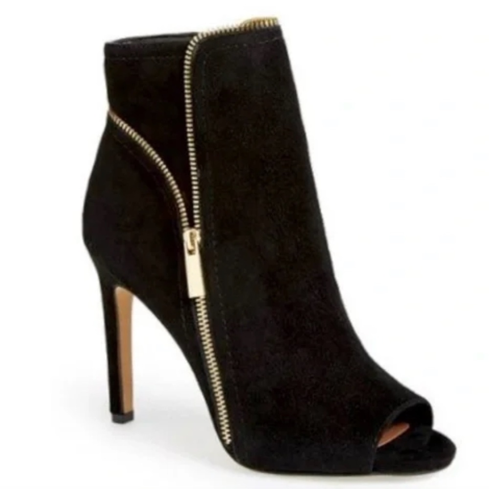 Vince Camuto Black Suede Peep-Toe Booties | Size 11 | New in Box